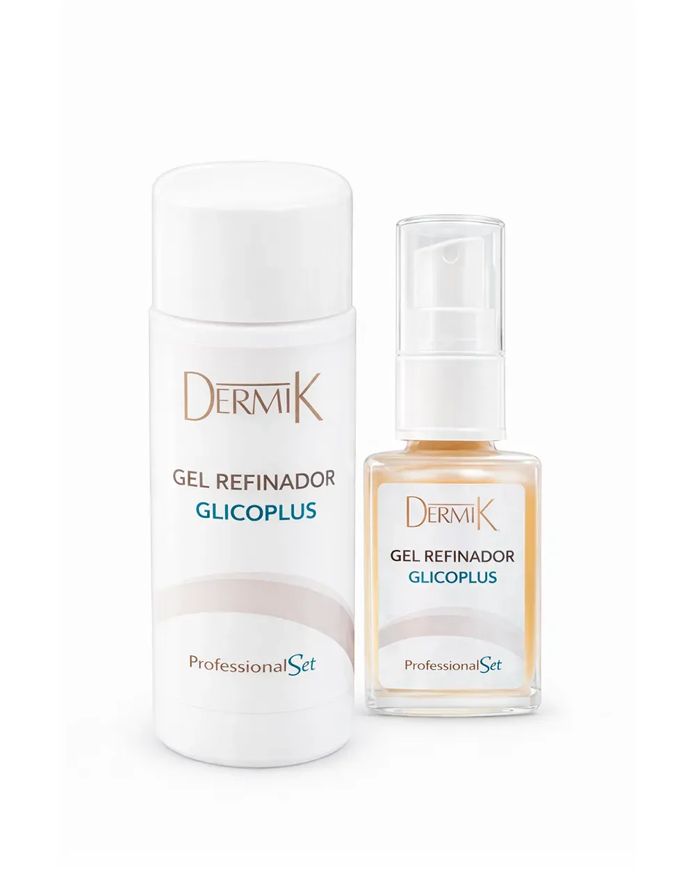 Gel refinador Glicoplus de la línea base Levinia Dermik para cuidado facial